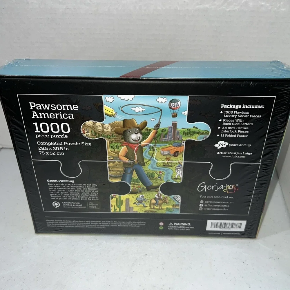 Pawsome America by Gerjato | 1000 Piece Puzzle for Adults, Family and Kids NIP